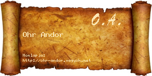 Ohr Andor névjegykártya